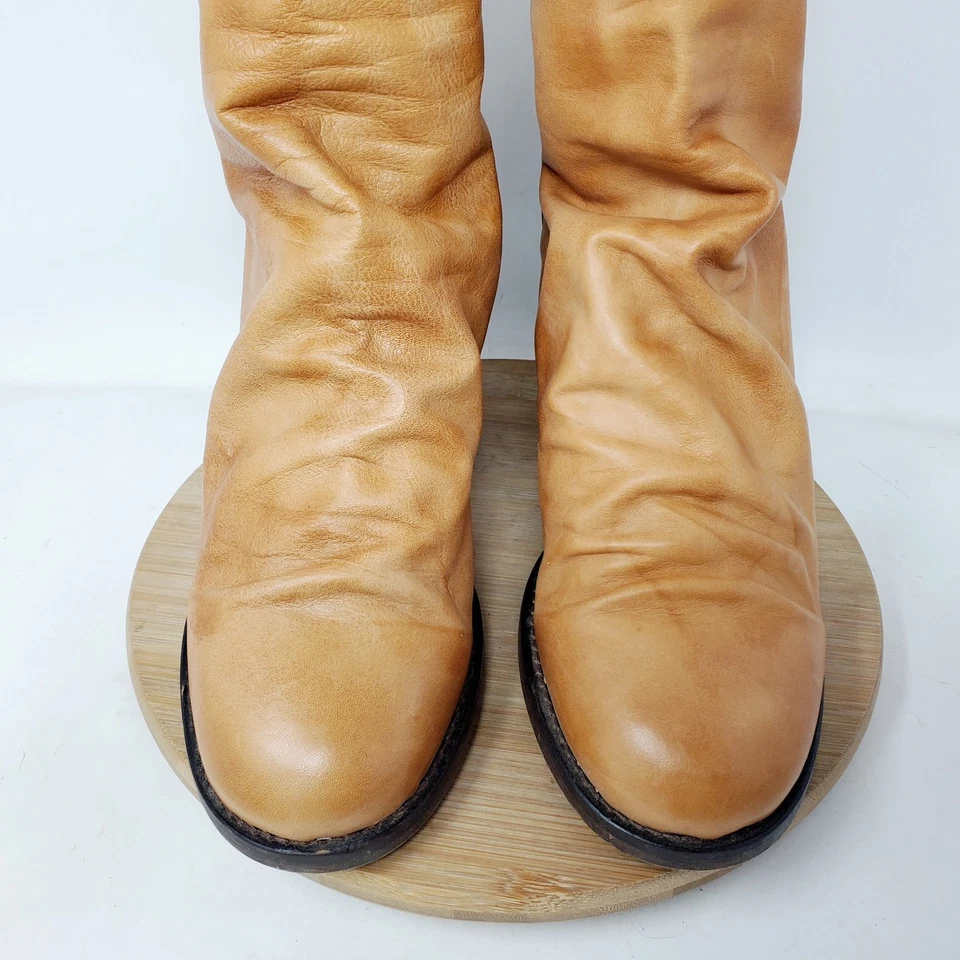 Free People Botas Mujer 39 Elle Tacón Bloque Cuero Marrón Suave Boho Zapatos Inclinados Foto 4 de 4