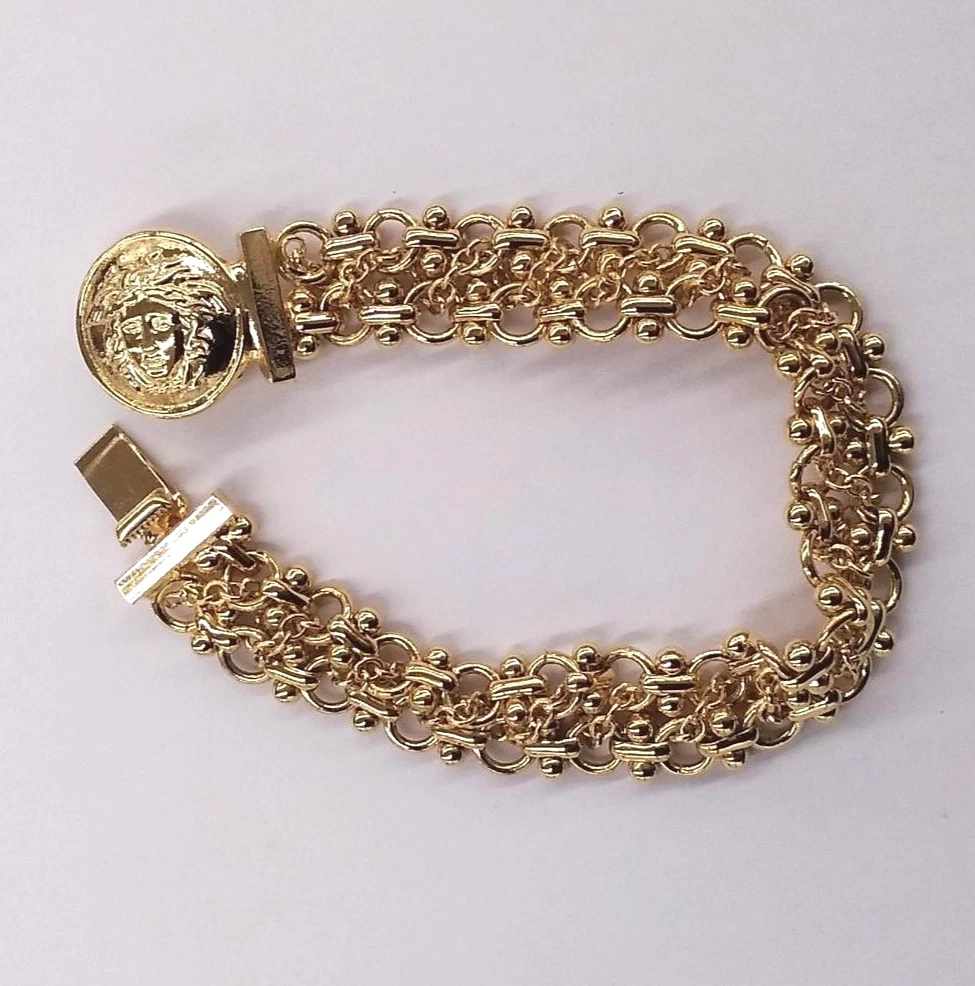 Bracciale GIANNI VERSACE Medusa catena placcata oro 7"
