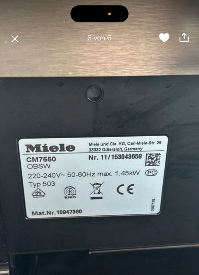 Miele cm 7550 CoffeePassion Kaffeevollautomat OneTouch for Two, AromaticSystem - Bild 4 von 4