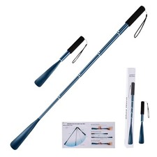 Shoe Horn Long Handle,14.5"-37" Retractable Shoe Horn,Aluminum Shoe Horn Blue