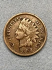 1889 indian head cent penny 🔥Rare Very Fine Coin AU🔥