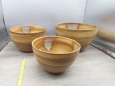 3 Sango Splash Brown 4951 Round Mixing Bowls Nesting Serving Bowl Set 