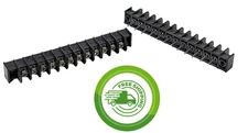 (2x) 12 Position - 15A - 300V - .375" Pitch  Long PC Pin  Barrier Terminal Block
