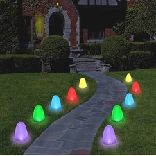 Set of 10-8" Tall Sugar Coated LED Gumdrop Christmas Pathway Lights - Electric