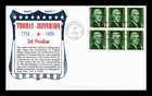 US COVER THOMAS JEFFERSON 1C PROMINENT AMERICANS FDC KHOL KRAFT CACHET