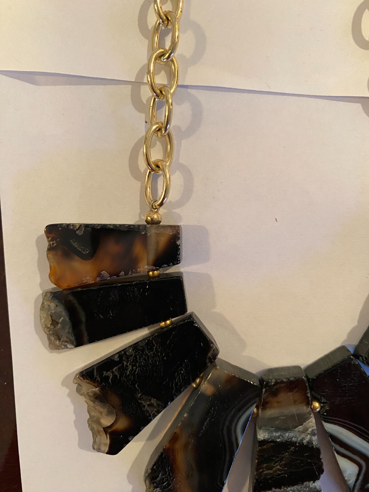 Signed Barse Black White Agate Slice Statement Ne… - image 3