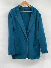 Geiger Coat Sweater Vintage Women Size 44 Xl Boiled Wool Teal Blue Green Austria