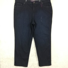 Gloria Vanderbilt Womens Jeans Amanda Straight Leg Blue Denim Dark Wash Plus 24W