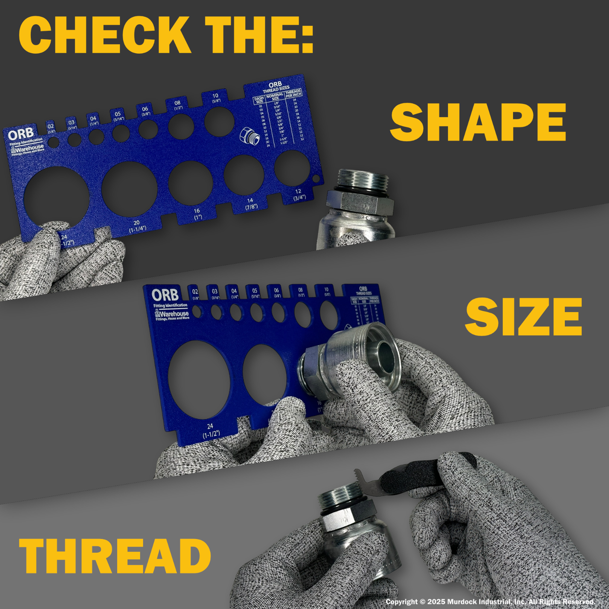 American Hydraulic Thread ID Measurement Kit - NPT, JIC, ORFS, ORB