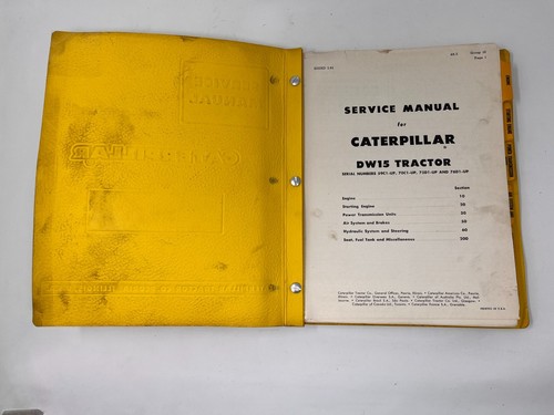 CAT Caterpillar Tractor DW15 Service Manual 1950s Models 59C1-UP, 70C1-UP + More - Picture 9 of 20