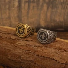 NIGHT WORKS Japanese Takahashi Ethnic Style Handmade Inlaid Sun Couple Tail Ring