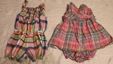 Ralph Lauren Plaid Romper & Pink Plaid Chaps Dress Set 6 MO Excellent condition