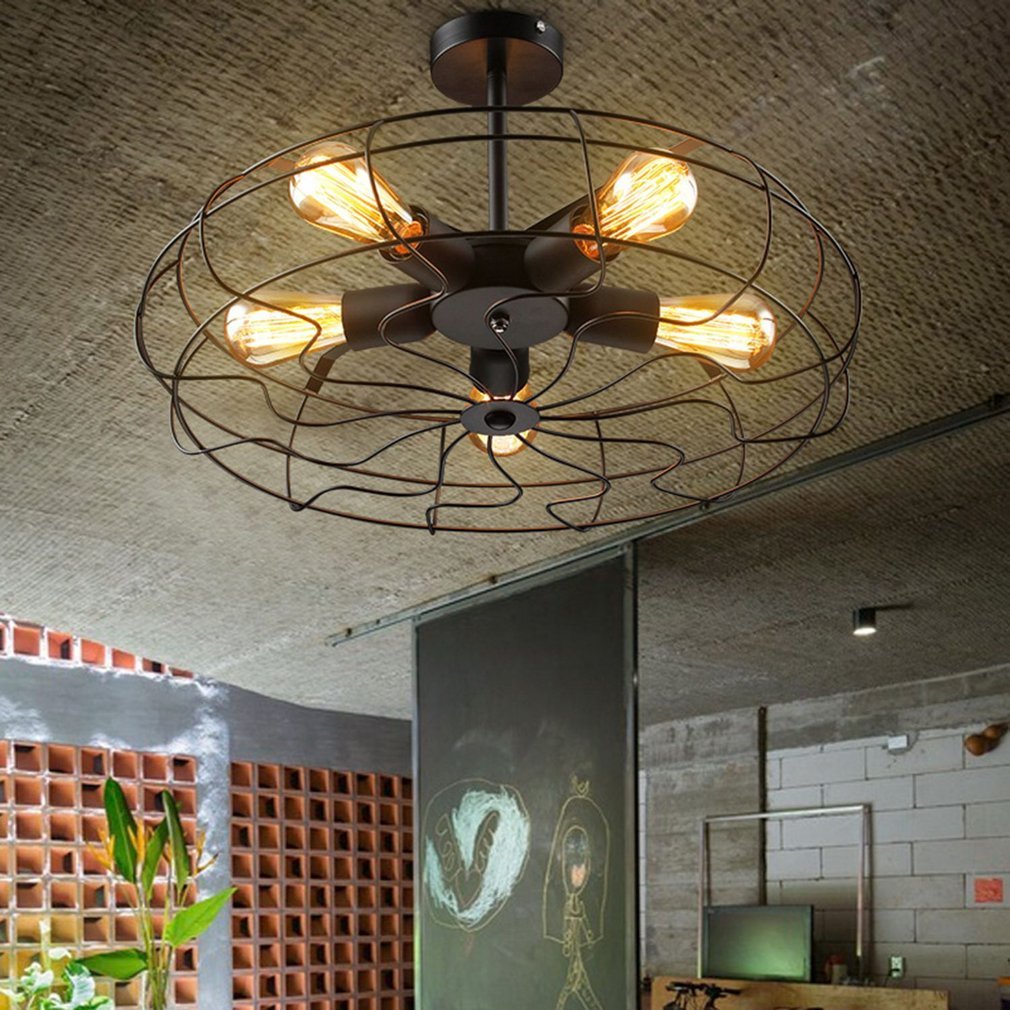 Vintage Industrial Ceiling Fan Pandent Edison Lamp Bar Restaurant