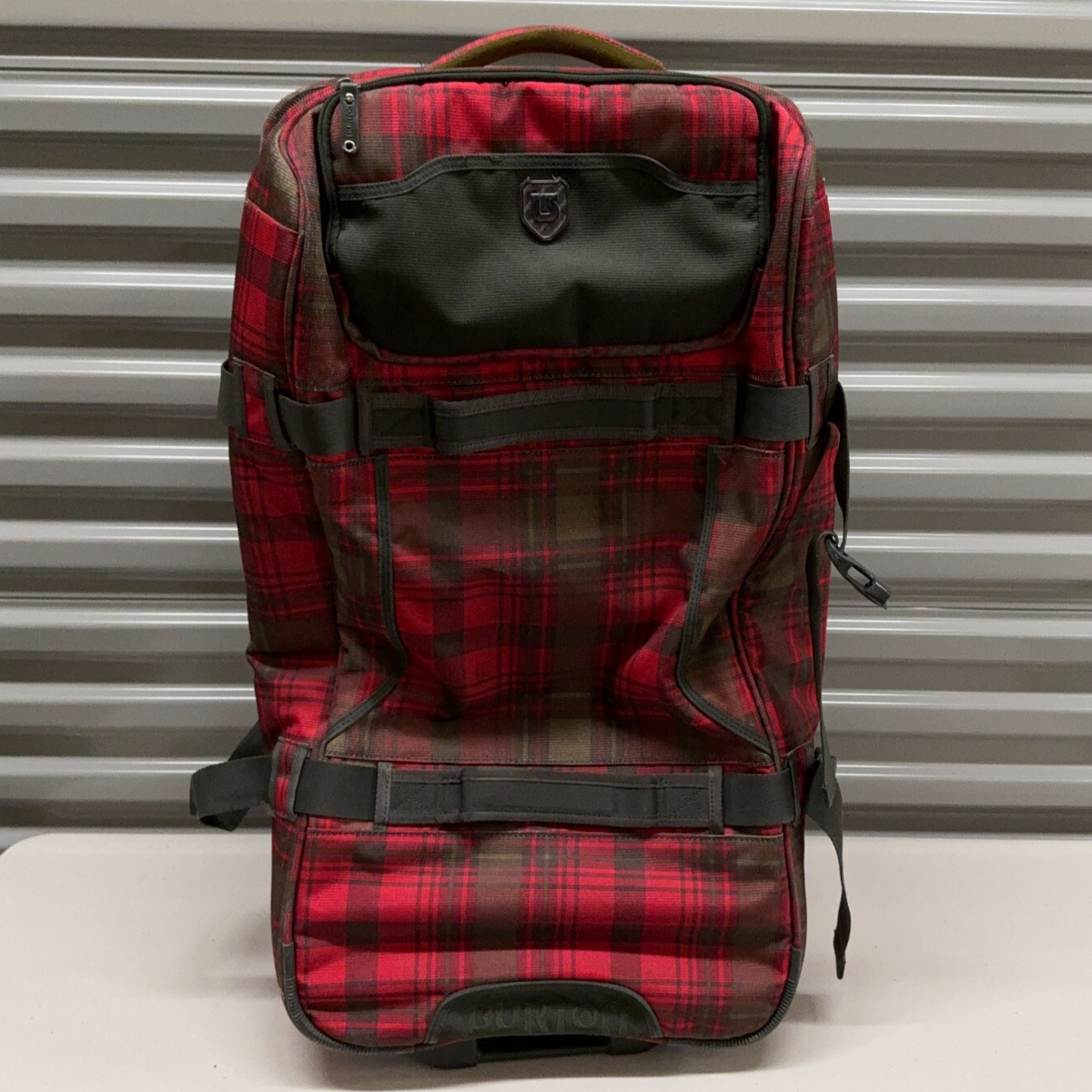 Burton Roller Luggage Suitcase Red Plaid Travel Outdoor Multi