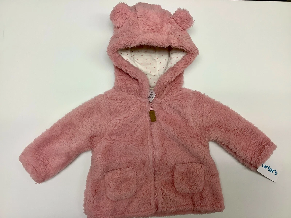 Carter s Hooded Sherpa Jacket for Baby Girls 9 Months Pink