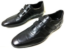 Designer Men Genuine Leather Sneaker Shoes Handmade Flat Sole Black 42