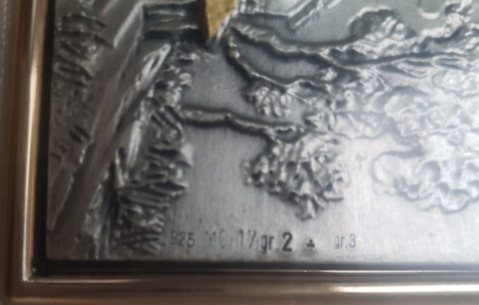 VINTAGE ITALIAN 925 STERLING SILVER MINI FRAMED PAINTING HOUSE FARM