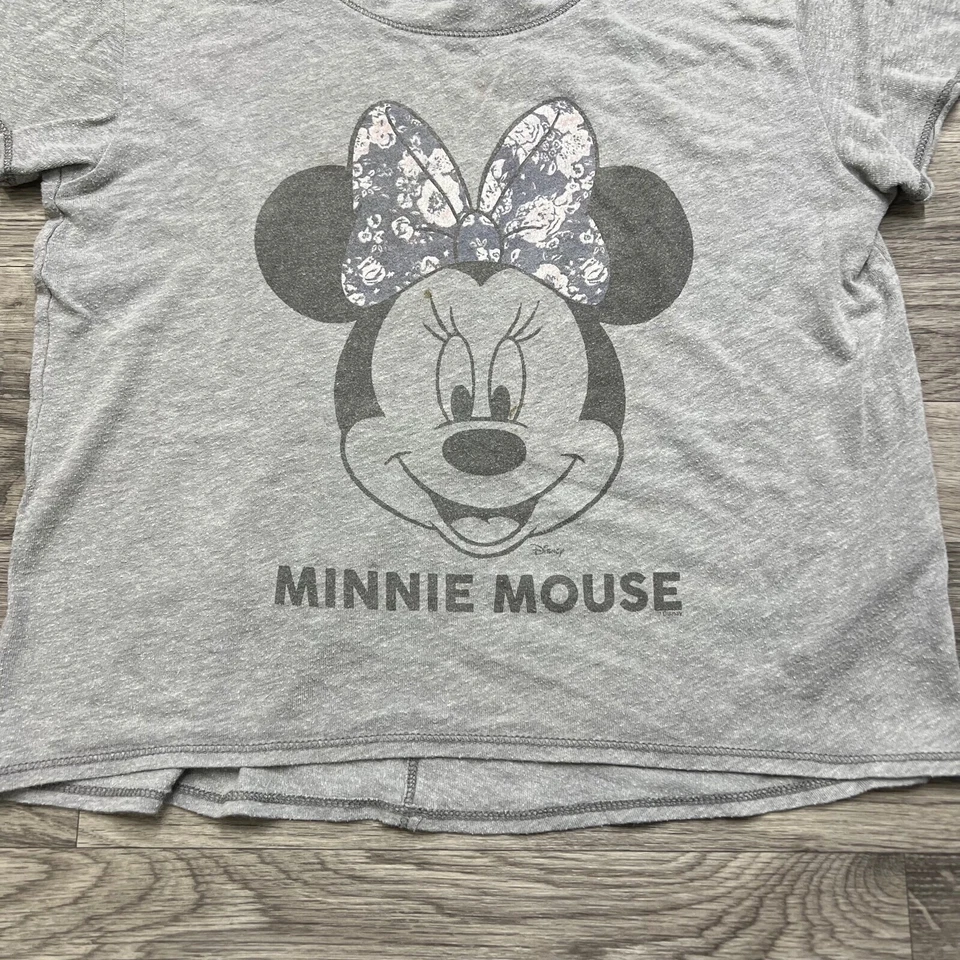 ABERCROMBIE & FITCH "Minnie Mouse" Graphic Print Gray Basic Top Girl's Medium - Image 4 of 4