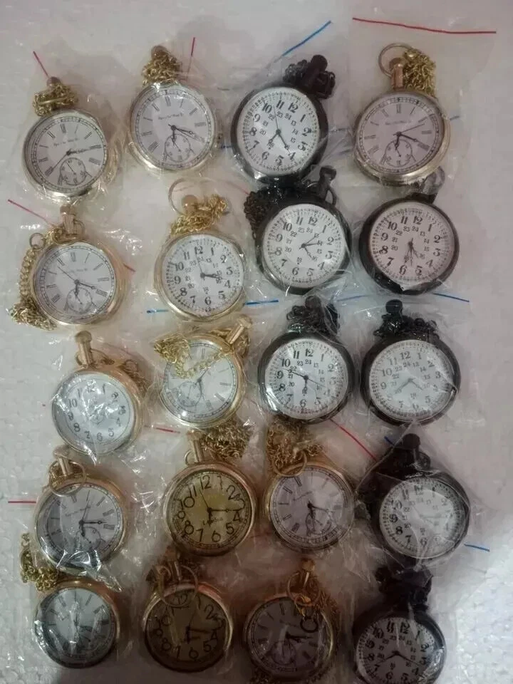 Lote de 25 relógios elgin vintage bolso colecionável antigo relógio de bolso de latão presente - Imagem 2 de 4