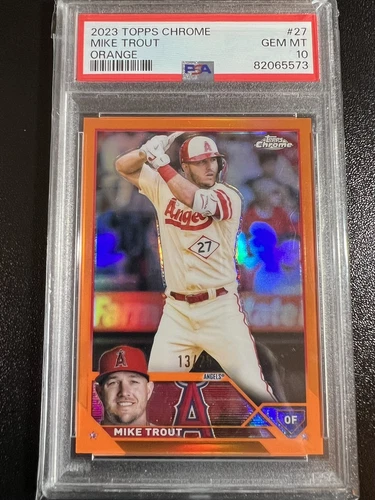 2023 Topps Chrome Mike Trout True Orange 13/25 Angels PSA 10 !