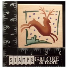 Stampendous Rubber Stamps Q076 REINDEER SQUARE SNOWFLAKES CHRISTMAS 2942