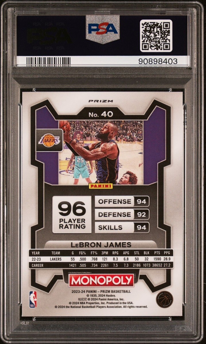 Lebron James 2023-24 Panini Prizm PURPLE Monopoly Basketball Lebron James 2023-24 Panini Prizm PURPLE Monopoly Basketball