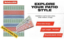 Outdoor rug 9'x12' Plastic Straw Patio mat rv camper Durable However Color Fades