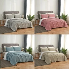 3 Piece Chunky Knit Bed Blanket Reversible King Queen Size - For Bedroom Sofa