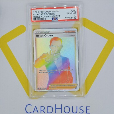 PSA 10 GEM MINT BOSS'S ORDERS #200 POKEMON SWSH REBEL CLASH PSA 10 GEM MINT BOSS'S ORDERS #200 POKEMON SWSH REBEL CLASH