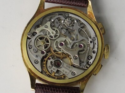 Leonidas 18k gold Chronograph Big- Eye 35 mm Wrist Watch