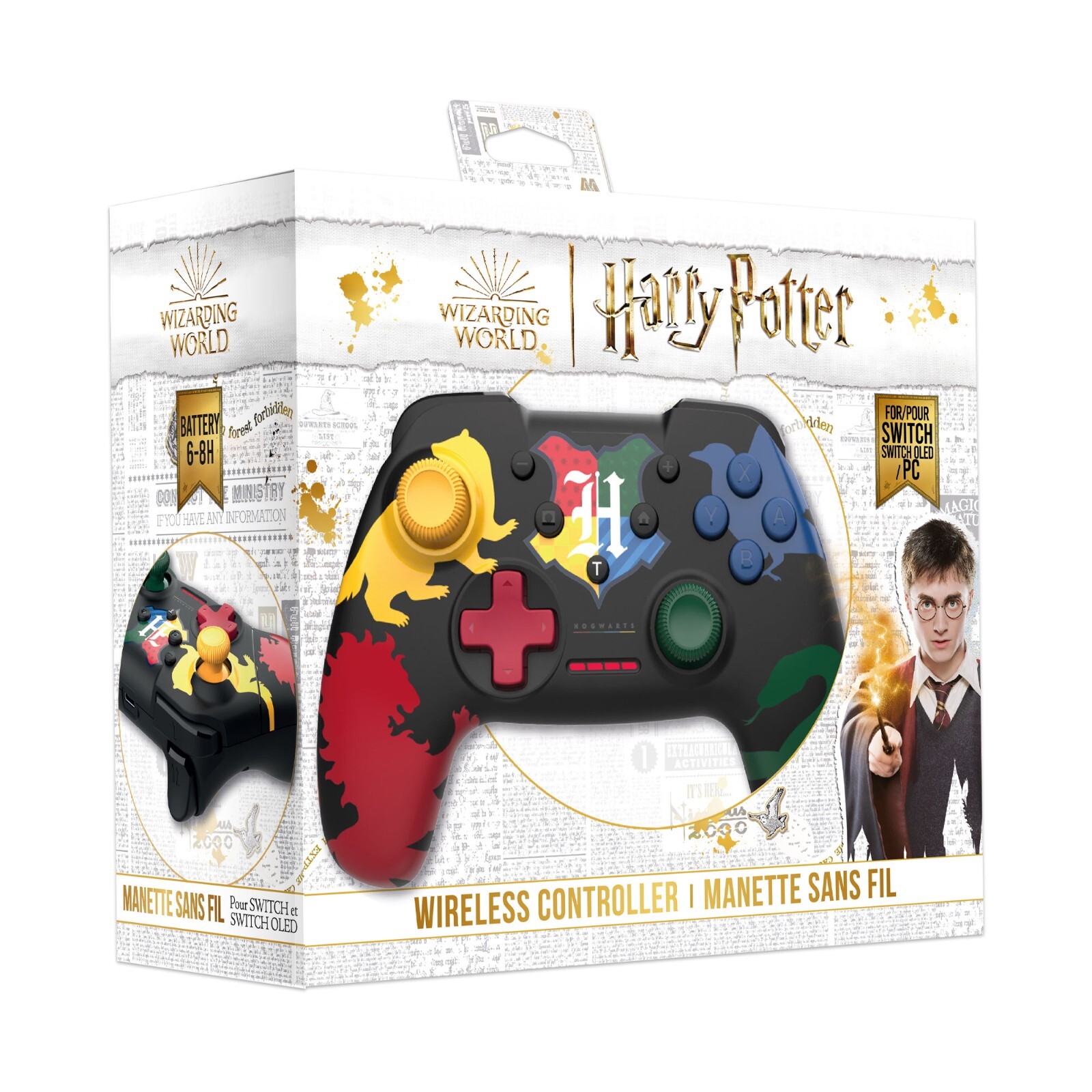 Manette Switch Harry Potter sans fil avec gyroscope 6 axes et double vibration pour gamer PC