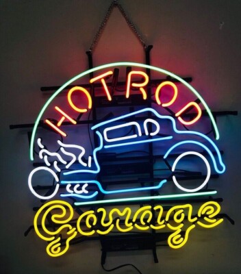 New Hot Rod Garage Car Neon Light Sign 24x20 Lamp Decor Man Cave Wall Decor