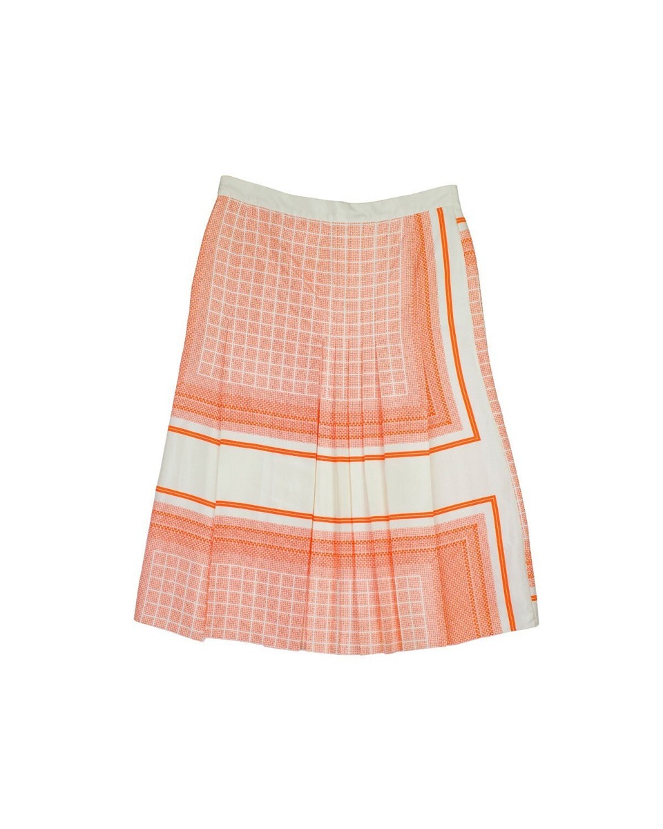CÉLINE Old Celine Resort 2013 Orange Foulard Print Pleated