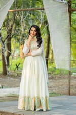 New Launching Heavy Chinnon Silk Gown With Dupatta For Women Function Wear