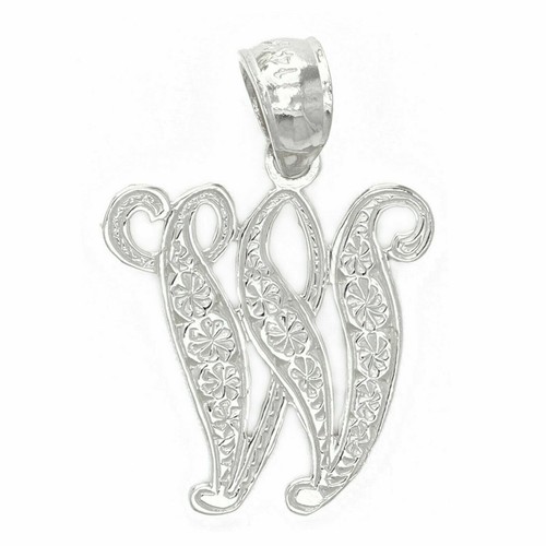 14k Yellow or White Gold Initial Letter W Alphabet A-Z Charm Pendant - Picture 1 of 164