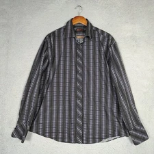 Ben Sherman Shirt Mens XL Black Lavender Geometric Long Sleeve Button-Up Classic