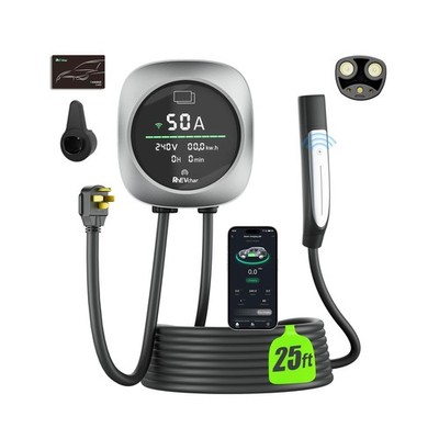 50A Level 2 Tesla EV Charger with NACS Connector, Smart App Control, Large Di...