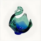 Glass Swan Murano Italy Blown Art Glass Sommerso Green Cobalt Blue Home Decor 4"