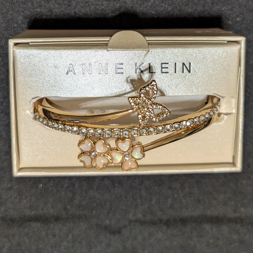 Anne Klein 金色手镯手链蝴蝶花水钻独特  — 第 3/4 张图片