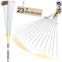 Laubrechen Mit Stiel Metall Verstellbar 18-59Cm Gartenrechen Laubbesen