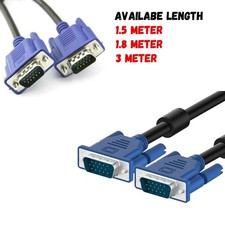 1.5m/1.8m/3m VGA Cable MALE TO MALE 15PIN PC MONITOR TV LCD PLASMA HD SVGA LEAD