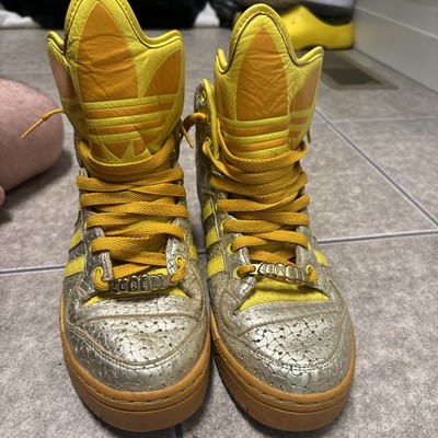 Rare Adidas Jeremy Scott High-Top Sneakers Men 8.5 Silver