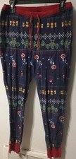 HANNA ANDERSSON Womens Marvel Navy Blue Pajama Pant Sz Med Avengers Holiday Hero