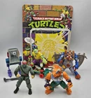Lot of 4 Vintage 90s TMNT Teenage Mutant Ninja Figures W/ Weapons & Cardback