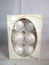 Lot Of 6 Vintage Visions by Holly White Glass Ornaments With Pattern 62A