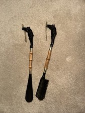 Vintage Horse Head Clothing Brush and Shoe Horn Set Black  Bamboo