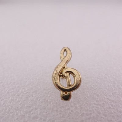 Treble Clef Pinback Button Music Note Lapel Pin Gold Tone