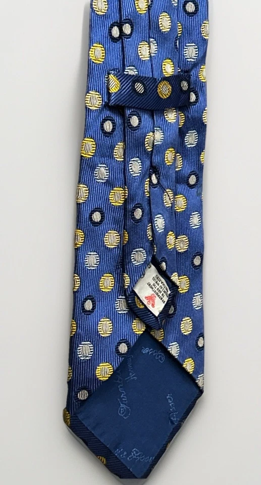 Turnbull & Asser para gravata de seda Neiman Marcus padrão medalhão ponto geométrico azul - Imagem 3 de 4