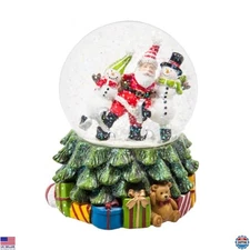 Topadorn Christmas Snow Globe Music Box - Polystone Water Globe with Snowman