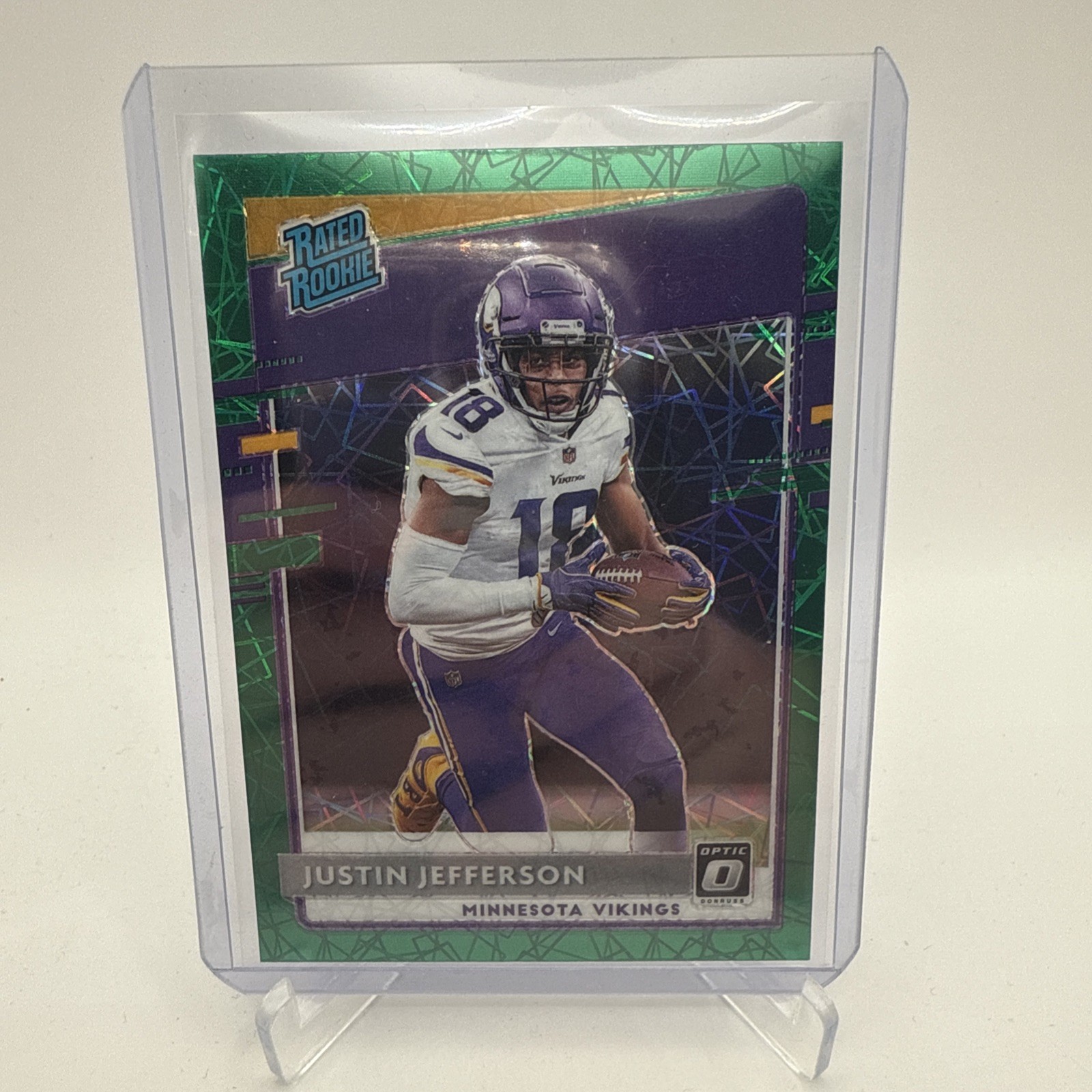 2020 Donruss Optic Justin Jefferson Green Velocity Prizm RC #163 Vikings